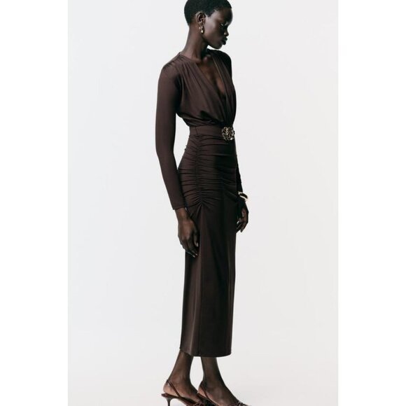 ZARA POLYAMIDE DRESS WITH HARDWARE BELT - Picture 5 of 9